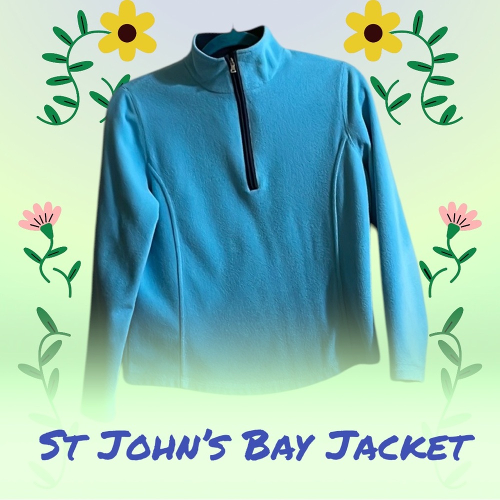 🌻 Gently Used St John’s Bay “SB Active” Fleece blue jacket w 1/4 front Zip SZ: S